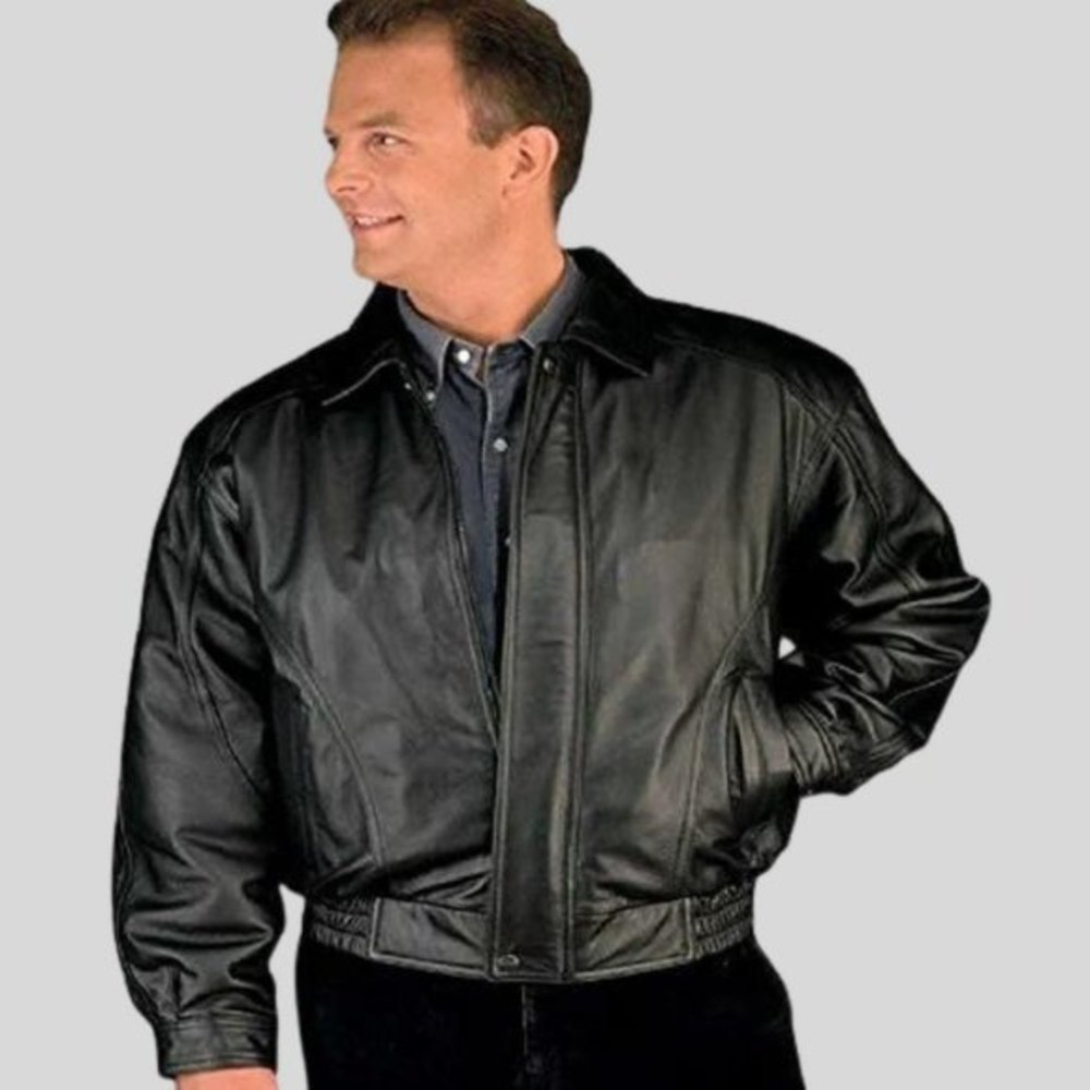 Michael Michelle Black Leather Bomber